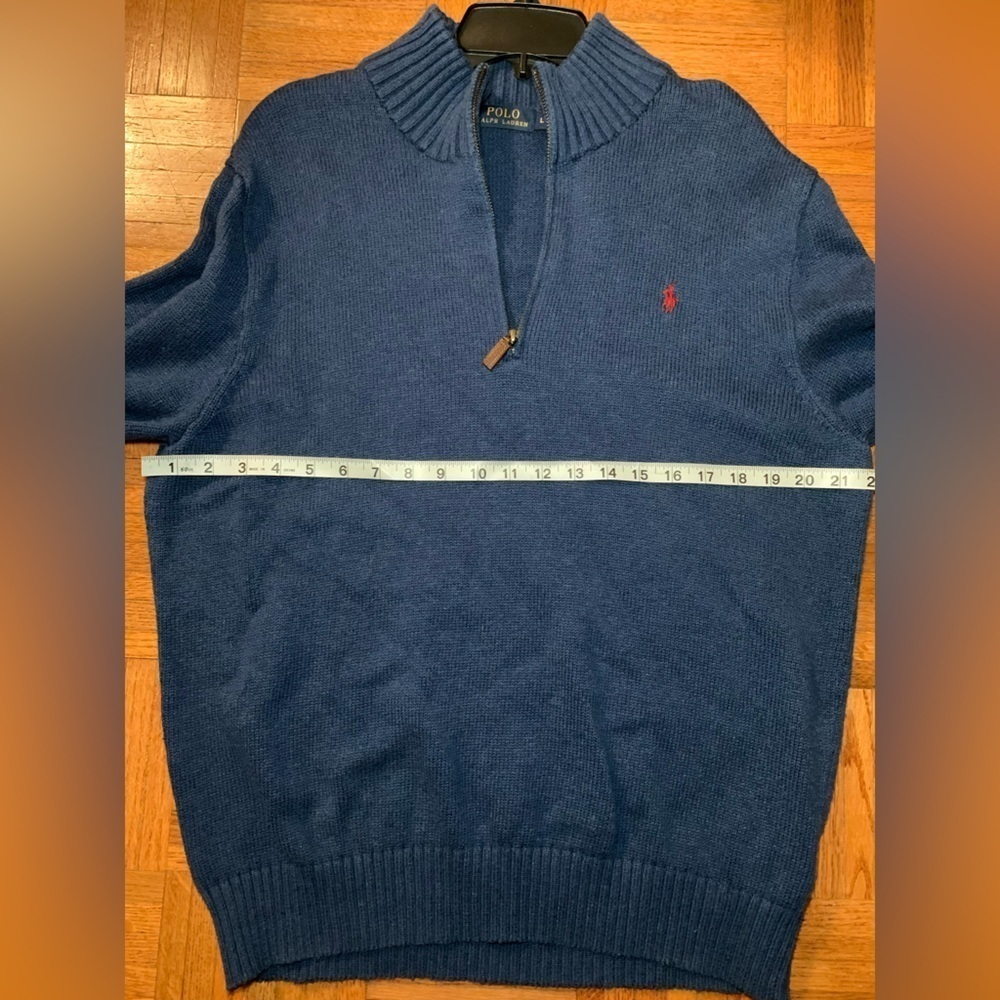 Polo by Ralph Lauren 1/4 zip Navy Sweater Men’s sz Large - Picture 7 of 7